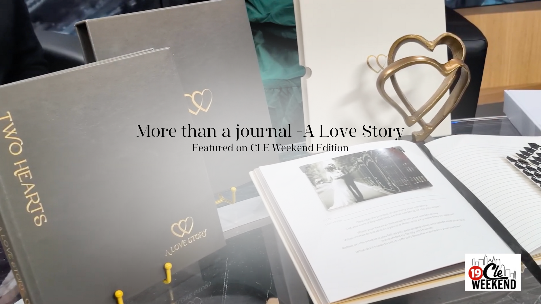 Load video: Behind-the-scenes filming of Two Hearts – A Love Story couples journal during an interview on CLE Weekend Edition.
